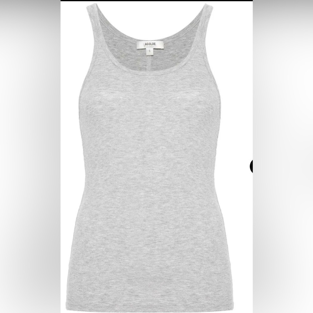AGOLDE Zane Ribbed Modal Blend Heather Grey Scoop Neck Tank Top Size XS- NWT